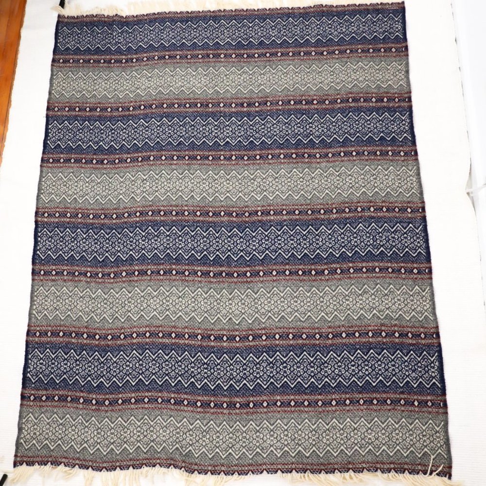 Vintage 100% Virgin Wool Southwestern Striped Blanket - Picture 2 of 12